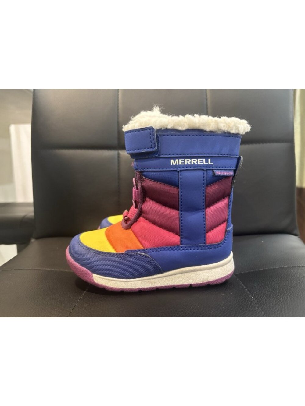 Merrell Alpine Puffer JR Waterproof Winter Boots Blue Rainbow Kids Toddler Sz 7